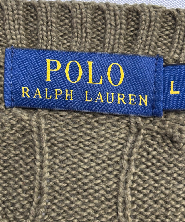 Polo Ralph Lauren Olive Green Cable Knit Crewneck Sweater