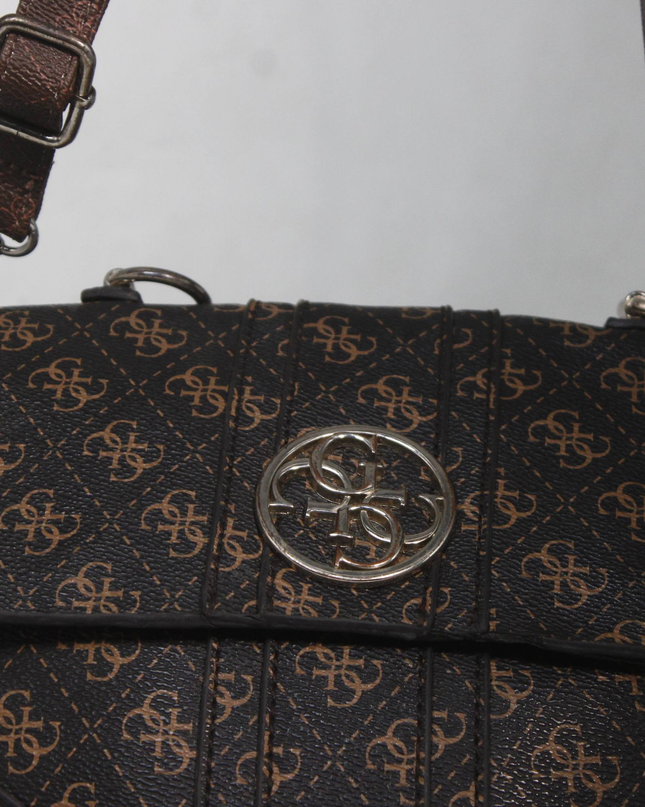 Guess Brown Signature Logo Crossbody Bag