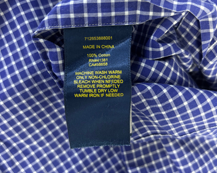 Ralph Lauren Blue/White Check Long Sleeve Button-Down Shirt