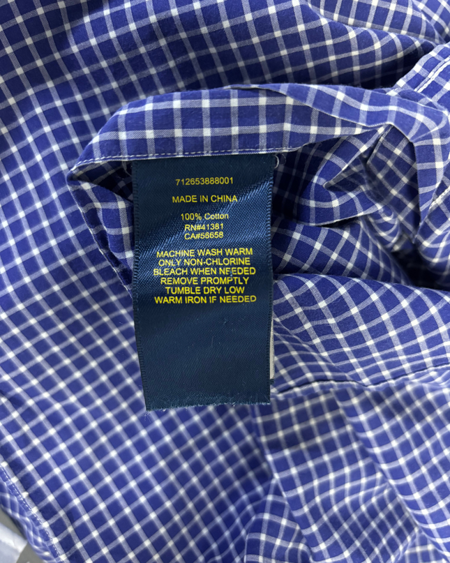 Ralph Lauren Blue/White Check Long Sleeve Button-Down Shirt