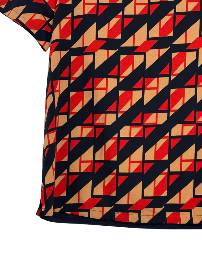 M&S Collection Red Mix Geometric Print Mixed-Media Top