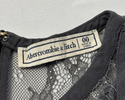 Abercrombie & Fitch Dark Grey Long Sleeve Lace Romper