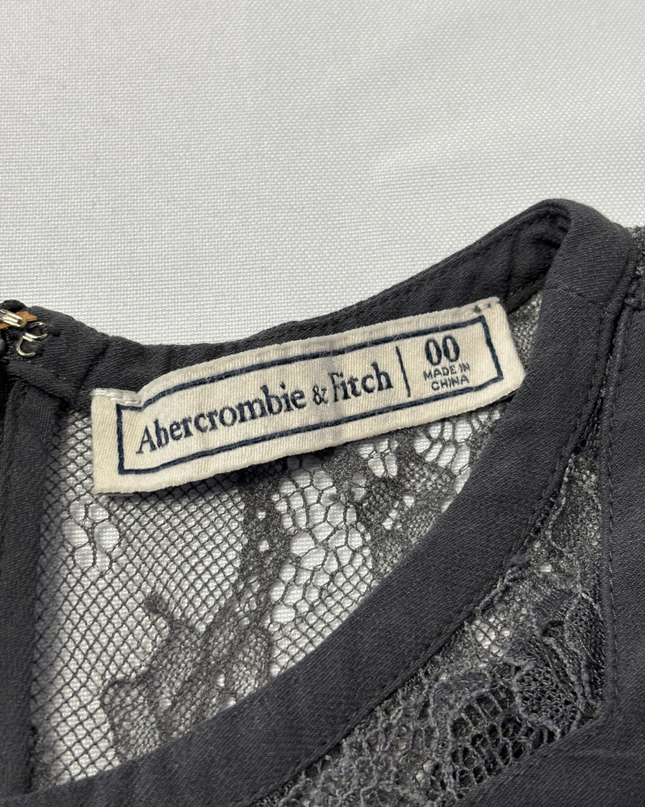 Abercrombie & Fitch Dark Grey Long Sleeve Lace Romper