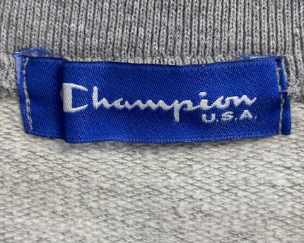 Champion Grey Vintage Style Collared V-Neck Pullover Sweatshirt