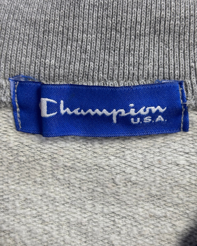 Champion Grey Vintage Style Collared V-Neck Pullover Sweatshirt