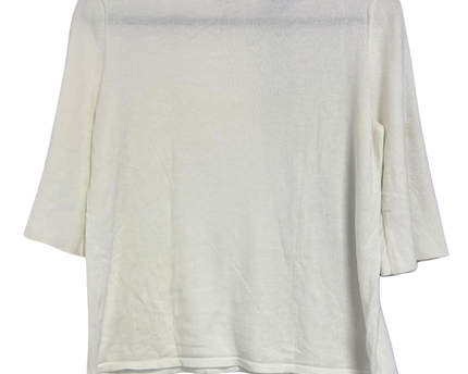 G2000 White 3/4 Sleeve Knit with Slit Cuffs Top