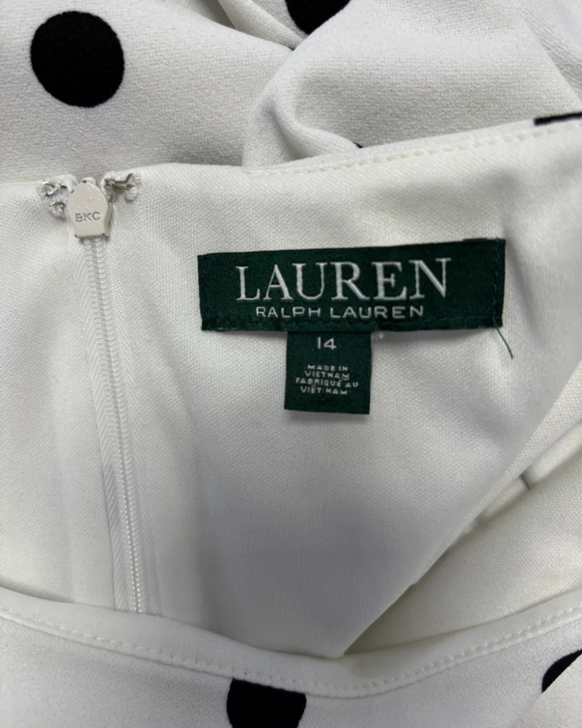 Lauren Ralph Lauren White Polka Dot Ruffle Sleeve Dress