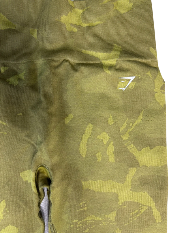 Gymshark Olive Green Camo Seamless Scrunch Butt Leggings