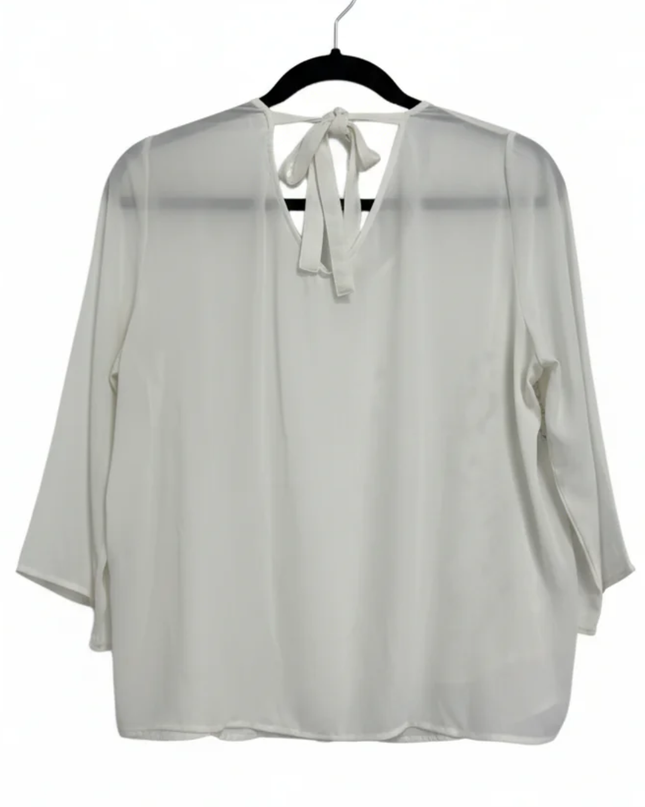 KOTON White Floral Lace Tie-Back Blouse