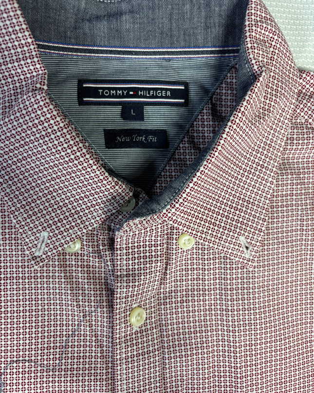 Tommy Hilfiger Maroon Patterned New York Fit Button-Down Shirt