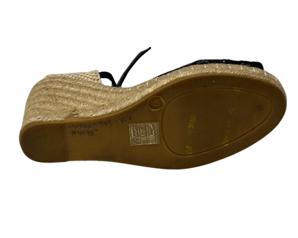 Le Silla Black Lace and Sequin Wedge Espadrilles