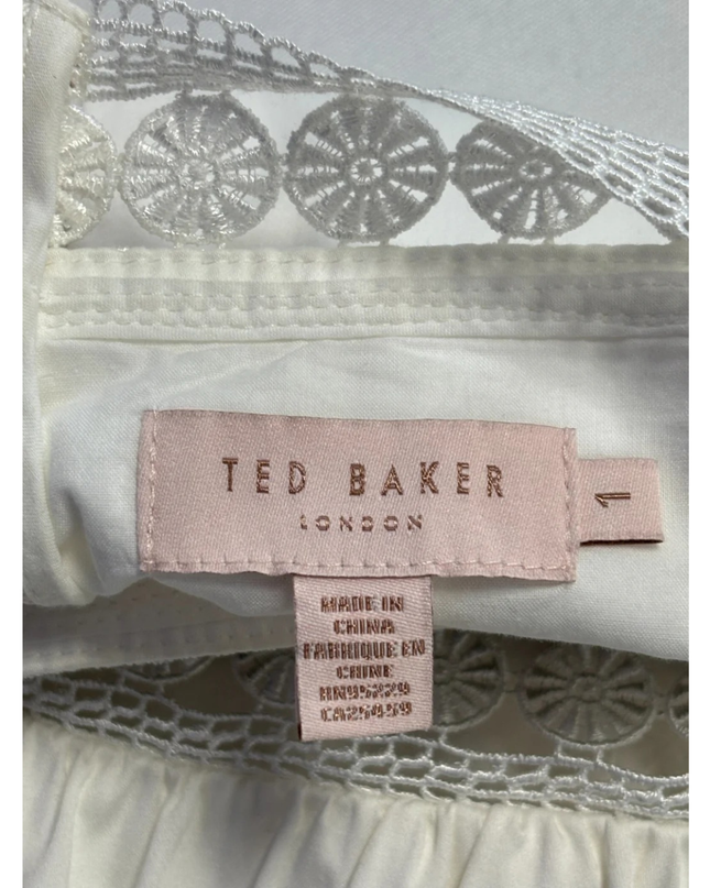 Ted Baker White Loulah Lace Trim Cotton Dress