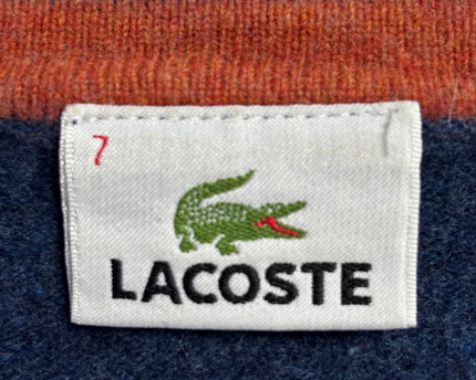 Lacoste Blue Striped V-Neck Knit Sweater
