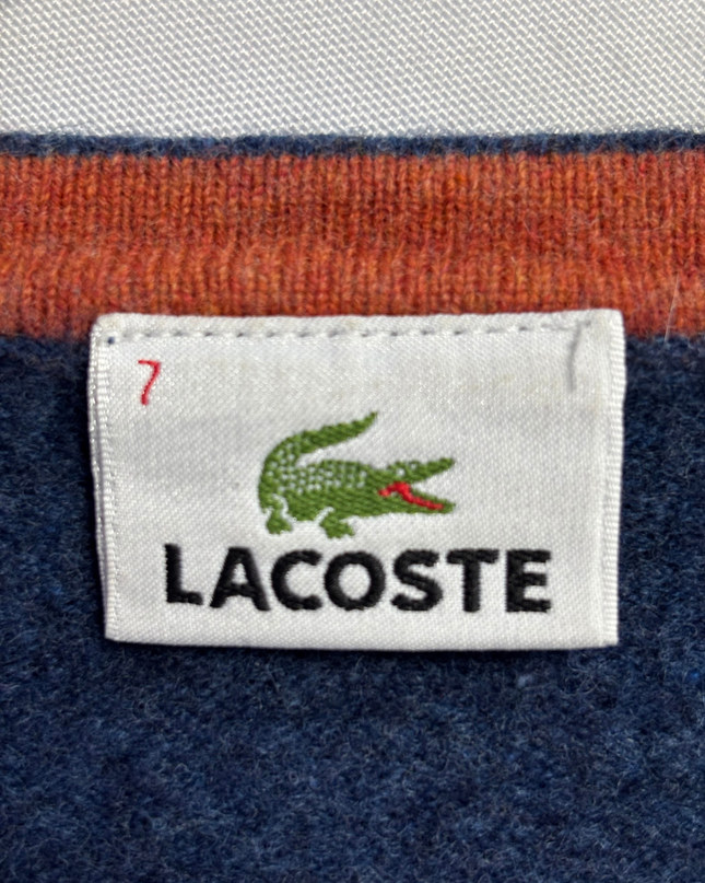 Lacoste Blue Striped V-Neck Knit Sweater