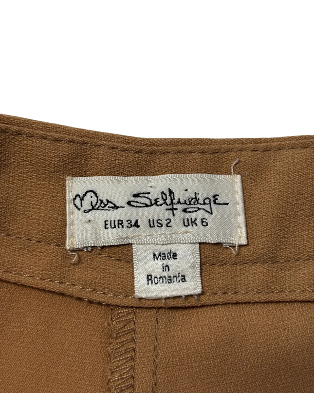 Miss Selfridge Brown Lace-Up Wide Leg Culotte Trousers