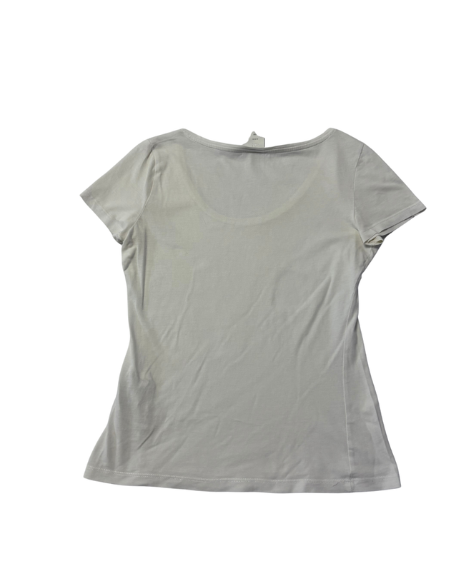 H&M White Scoop Neck Cotton T-Shirt