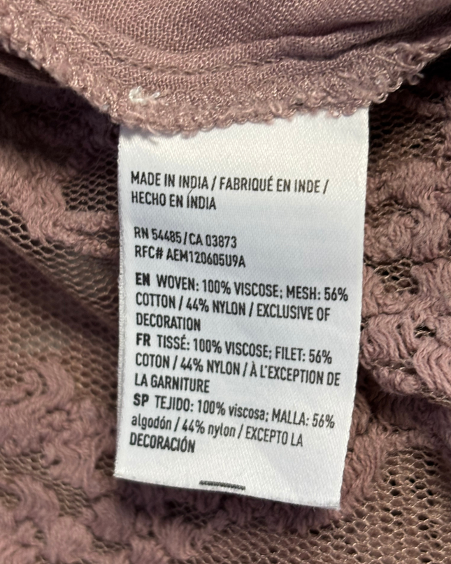 American Eagle Mauve Lace Bell Sleeve Blouse