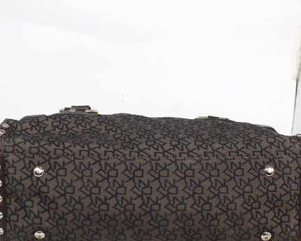 DKNY Brown Monogram Canvas and Leather Satchel Bag