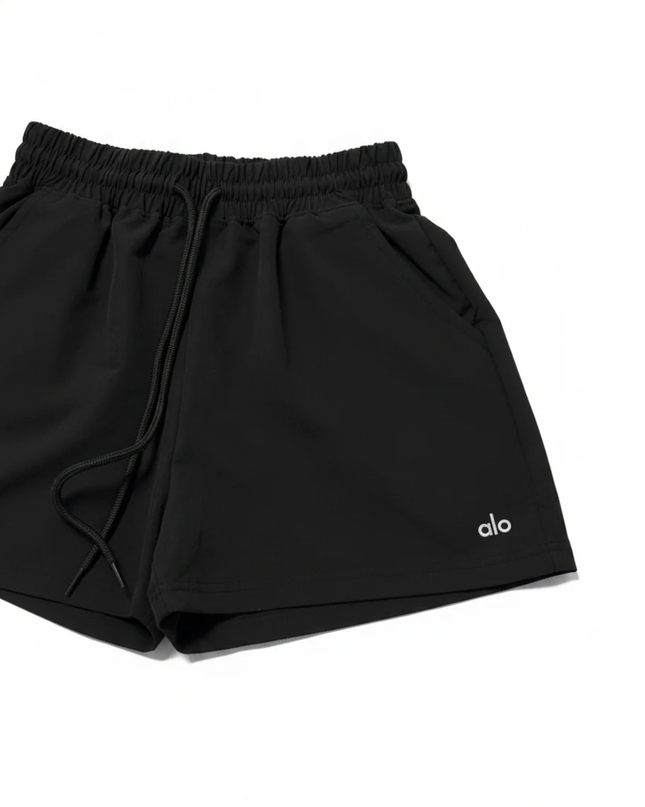 Alo Black Cotton-Blend Athletic Shorts