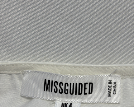 Missguided White Puff Sleeve Peplum Tie-Waist Blouse