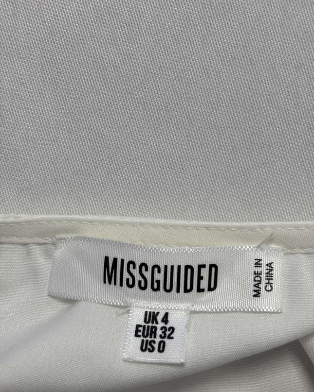 Missguided White Puff Sleeve Peplum Tie-Waist Blouse