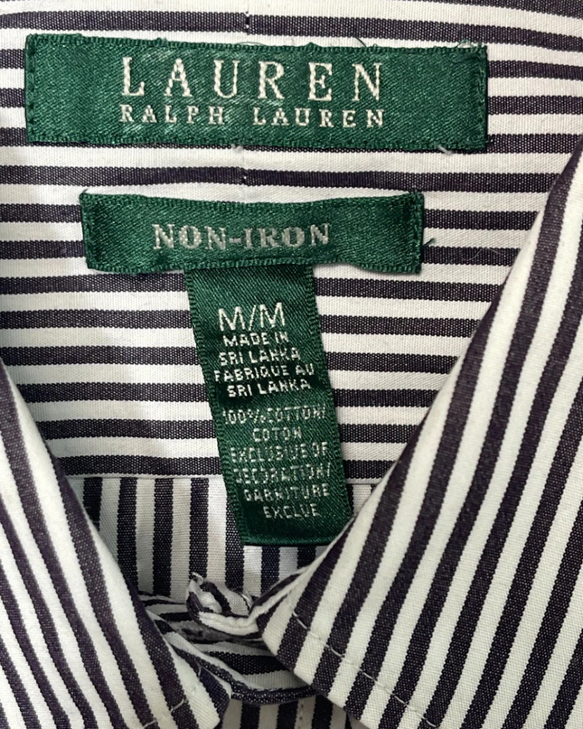 Lauren Ralph Lauren Navy/White Striped Non-Iron Cotton Shirt