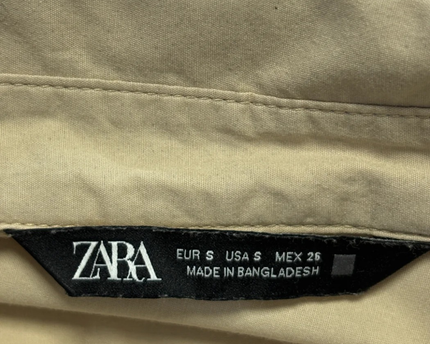Zara Beige Oversized Button-Down Cotton Shirt
