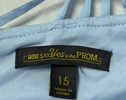 Say Yes to the PROM Light Blue Beaded and Sequined Crop Top