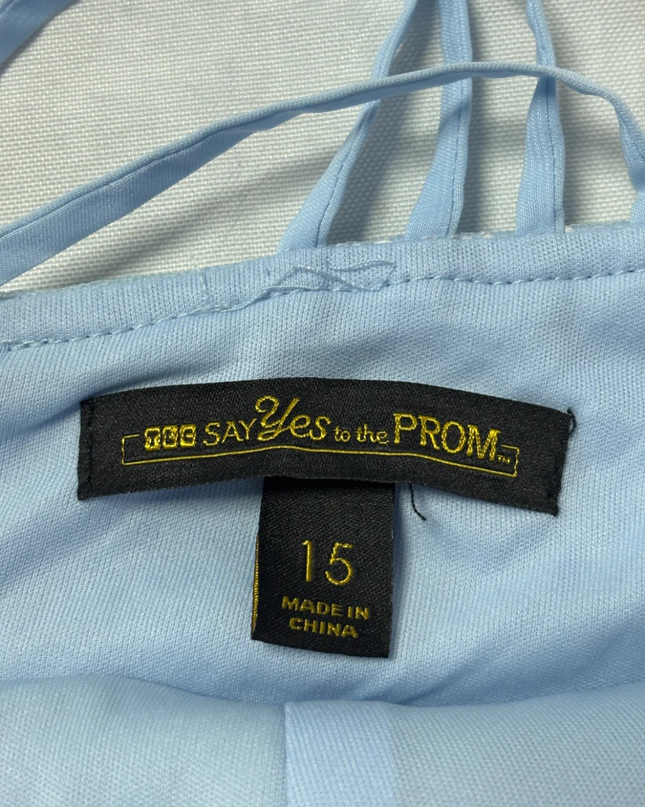 Say Yes to the PROM Light Blue Beaded and Sequined Crop Top