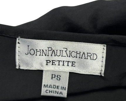 JohnPaulRichard Black Fancy Lace Sleeve Petite Blouse W/Tags