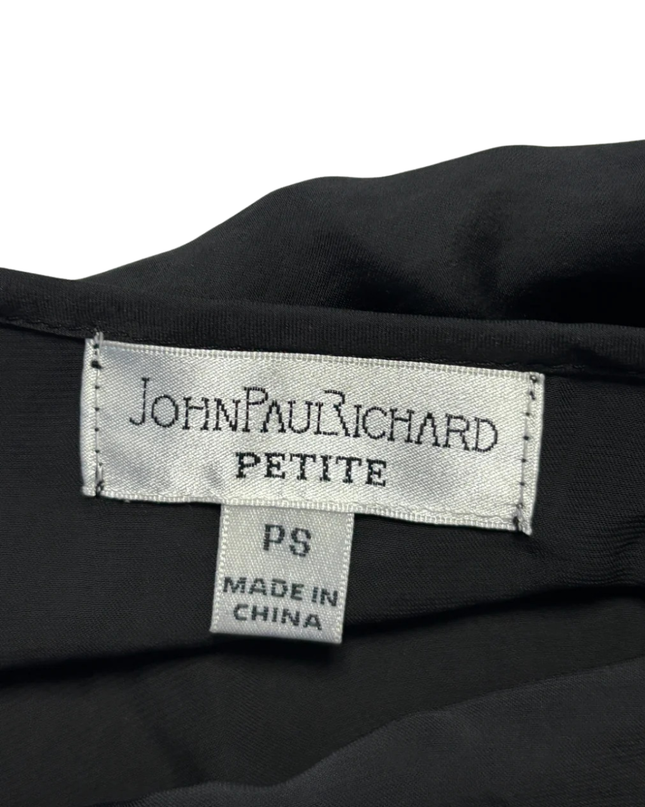 JohnPaulRichard Black Fancy Lace Sleeve Petite Blouse W/Tags