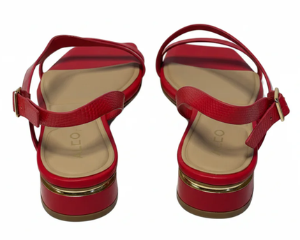 Aldo Red Lilian Strappy Square Toe Low Heel Sandals | With Box
