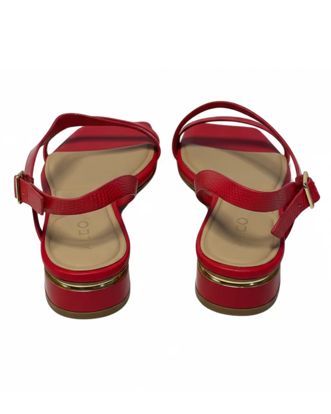 Aldo Red Lilian Strappy Square Toe Low Heel Sandals | With Box