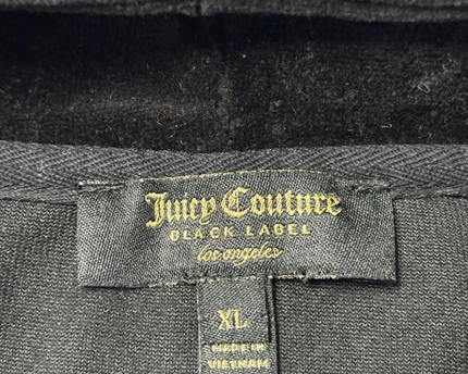 Juicy Couture Black Velour Crystal Heart Zip-Up Hoodie