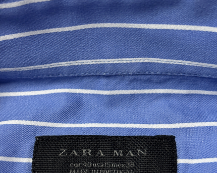 Zara Blue Striped Long Sleeve Button-Down Shirt