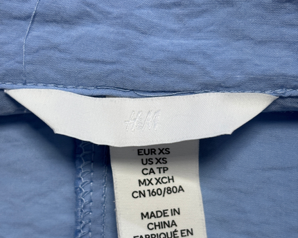 H&M Blue Tie-Waist Long Sleeve Midi Shirt Dress