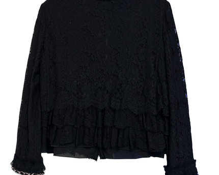 Dolce & Gabbana Black Floral Lace Ruffle Jacket