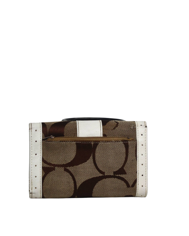 Coach Brown/White Signature Canvas Mini Bag Wallet