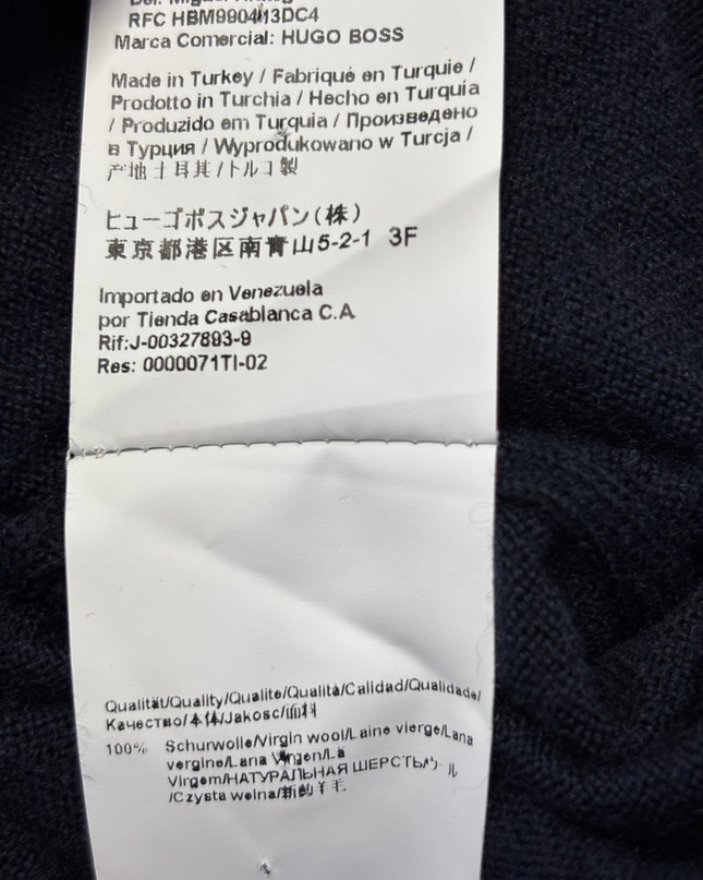 Boss Navy Blue Full-Zip Fine-Knit Cardigan