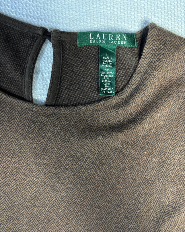 Ralph Lauren Brown Herringbone Peplum Top