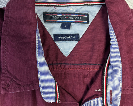 Tommy Hilfiger Maroon New York Fit Long Sleeve Shirt