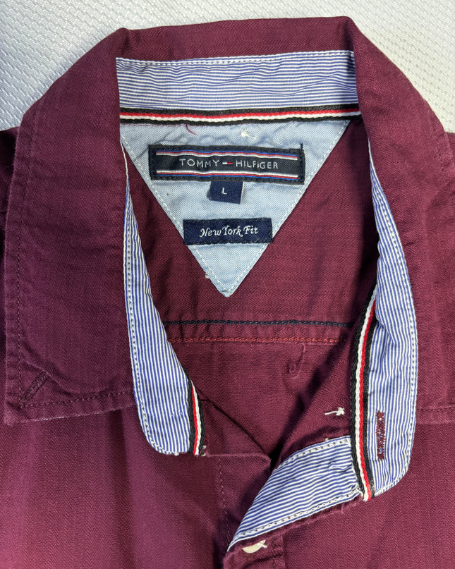 Tommy Hilfiger Maroon New York Fit Long Sleeve Shirt