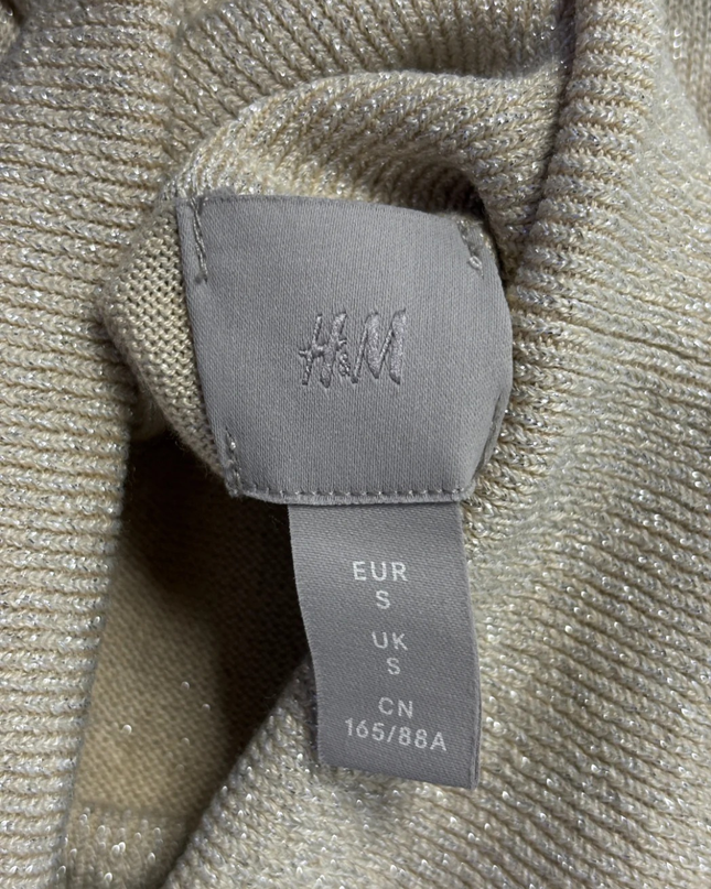 H&M Gold Shimmer Metallic Turtleneck Sweater
