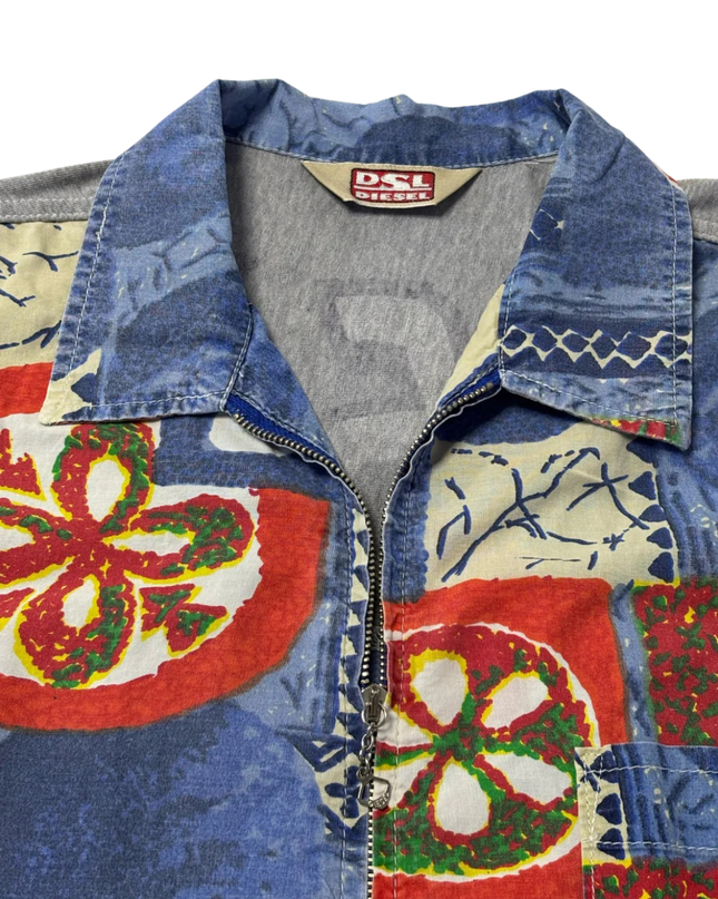 Diesel Multicolor Graphic Zip-Up Short Sleeve Shirt