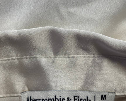 Abercrombie & Fitch Off-white Lustrous Satin Button-Down Blouse