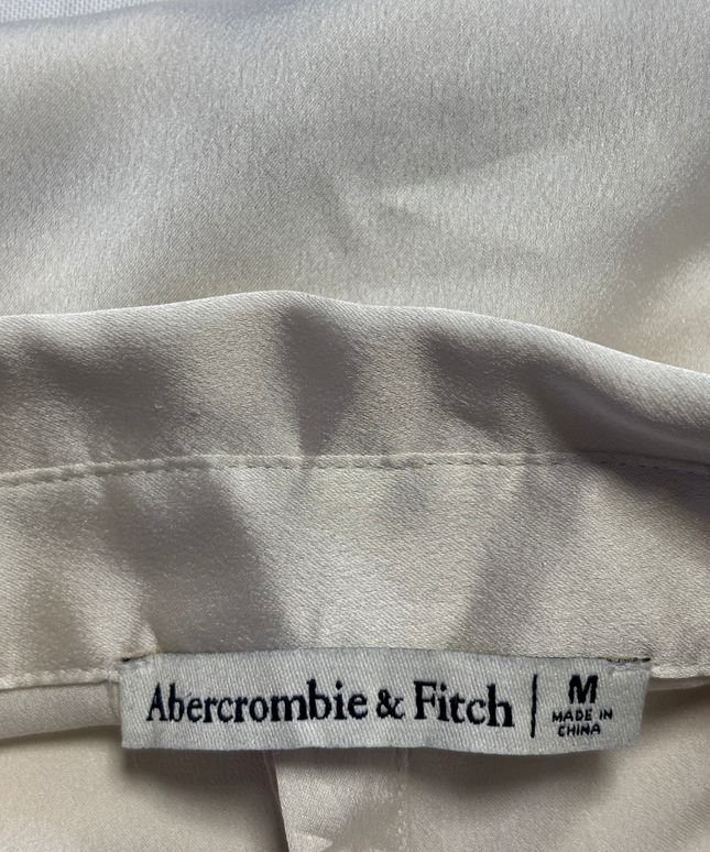 Abercrombie & Fitch Off-white Lustrous Satin Button-Down Blouse