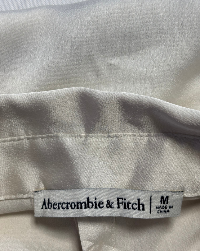 Abercrombie & Fitch Off-white Lustrous Satin Button-Down Blouse