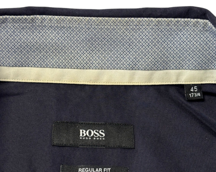 BOSS Navy Blue Regular Fit Long Sleeve Dress Shirt