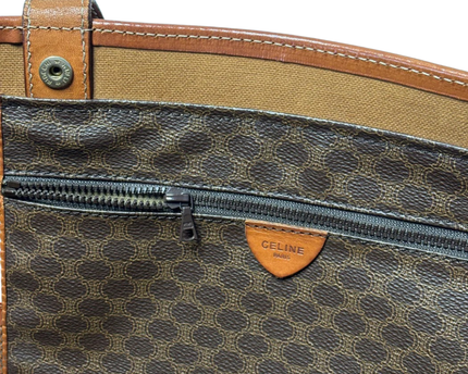 Celine Brown Vintage Macadam Monogram Tote Bag