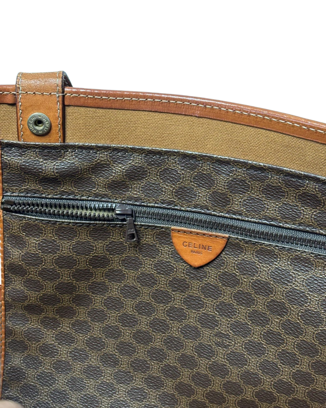 Celine Brown Vintage Macadam Monogram Tote Bag